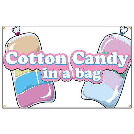 Signmission Cotton Candy In A Bag Banner Concession Stand Food Truck Single Sided B-60 Cotton Candy In A Bag19
